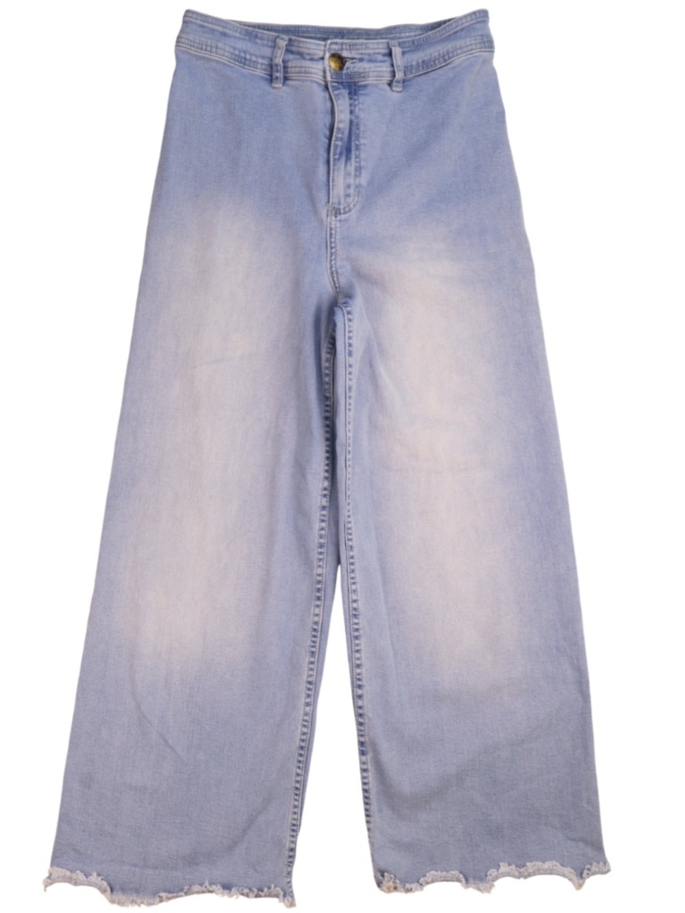 Billabong High Rise Wide Leg Cropped Jeans Size 30 Light Wash Raw Hem